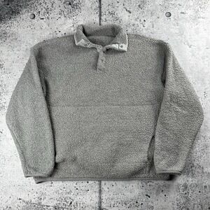 Skims Sherpa Fleece 1/4 Button Pullover Size L/XL  Grey
